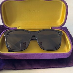 Gucci Black Sunglasses with Purple and Yellow Case unisex